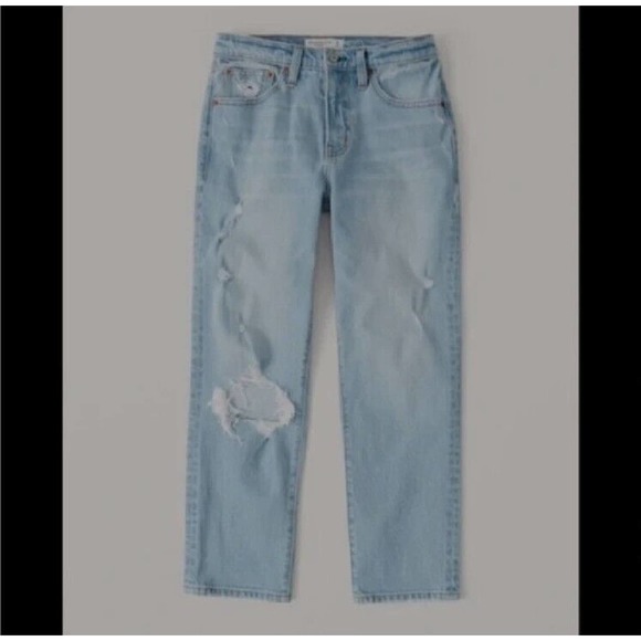 Abercrombie & Fitch Denim - Abercrombie & Fitch The Boyfriend Mid Rise Light Wash Distressed Jeans Size 27